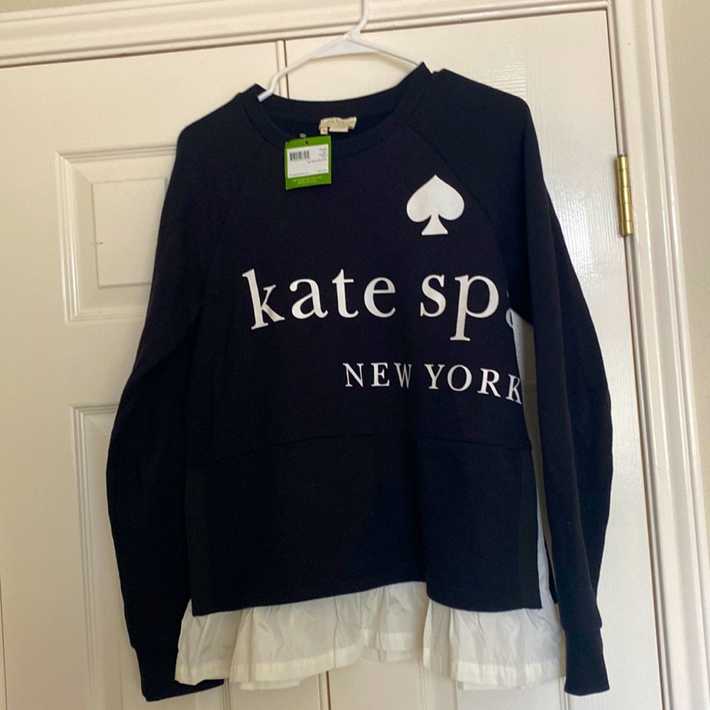 Kate Spade Mixed Media Sweatshirt with logo NWT M